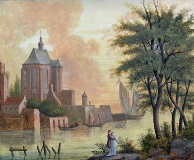 Promenade Along the Riverbank by Joseph Francois Baudelaire